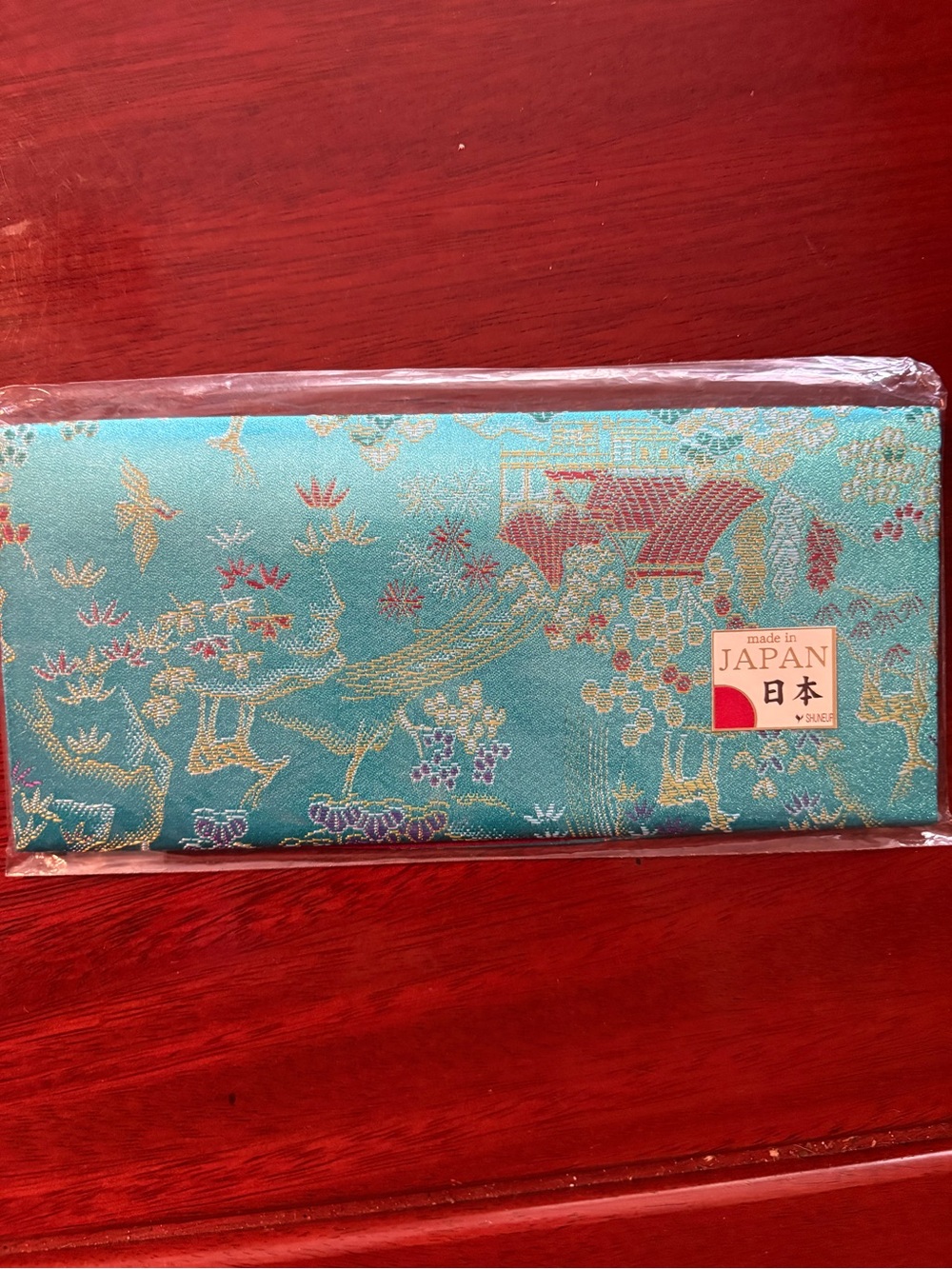 Made in Japan Turquoise Brocade Envelope Pouch